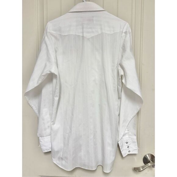Vintage Panhandle Off White Slim Snap Western Shirt Made in USA Men's 16x34 - Picture 4 of 9